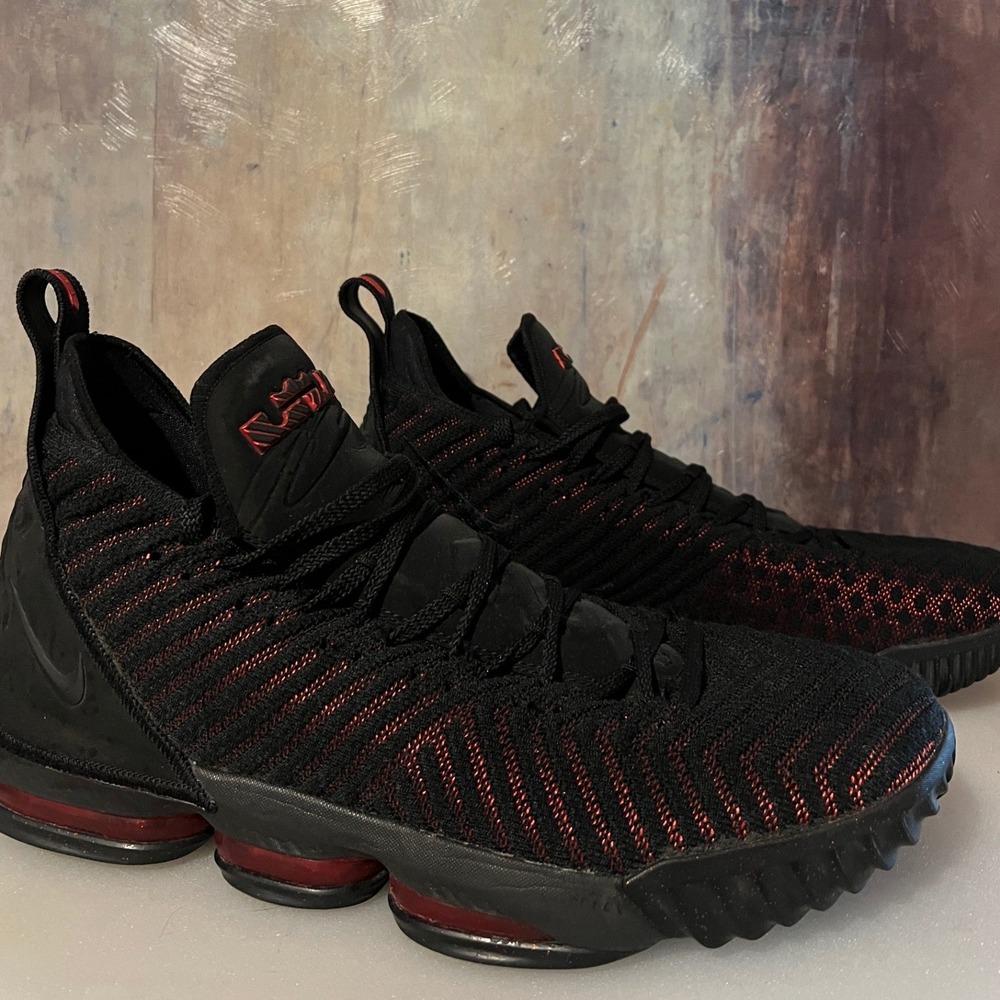 Nike LeBron 16 Fresh Bred Men 16 Black Red AO2588-002 Basketball Shoes Excellent